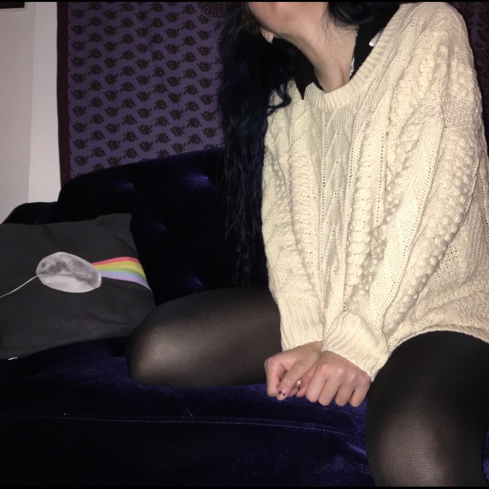 Minkpink cream oversized fisherman sweater